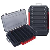 DONQTWAY Köderbox Angeln, 2 Stück Doppelschicht Angelbox, Schwarz Angelkoffer, Köderbox, Tackle Box Angeln für Angel Zubehör/Haken, Angeltasche mit Boxen, Angel Boxen für Angelbegeisterte (2 Groß)