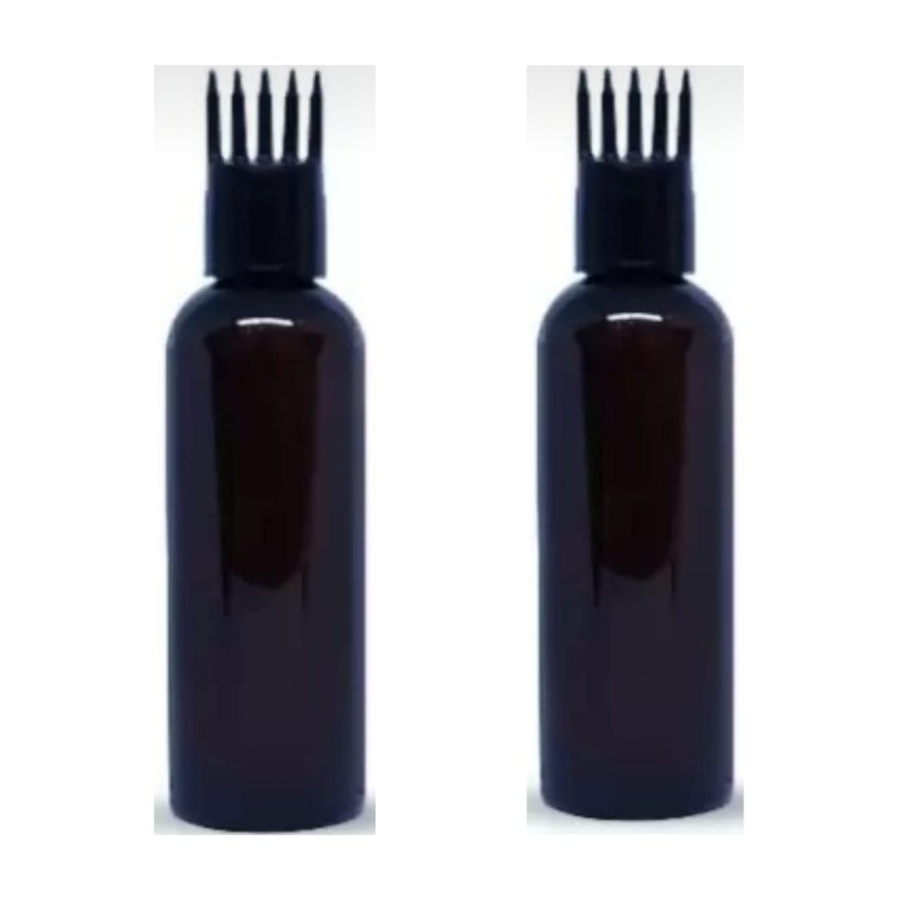 Empty Hair Comb Bottle To Apply Hair Oil In Scalp - 2 Black Round Bottle