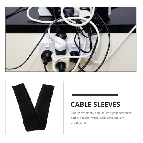 Funda flexible de neopreno para cables, envoltura para gestión de cables para ordenadores, organizador de cables negro para escritorio, oficina y hogar, protección de cables bajo escritorio miniatura 3