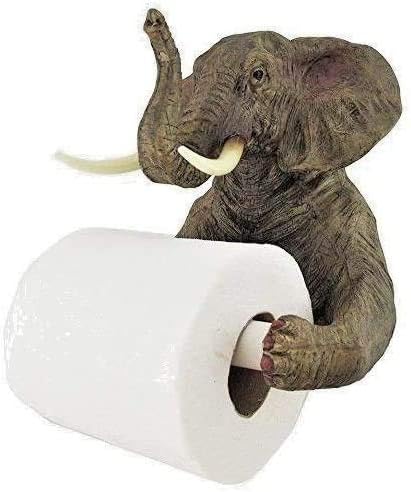 HomeZone Various Styles Novelty Toilet Roll Holder Animal Pipe Wood with Phone Holder Bathroom Accessories Decorative Home Decor Indoor Bath Room Loo Roll Holder (Elephant Toilet Roll Holder)