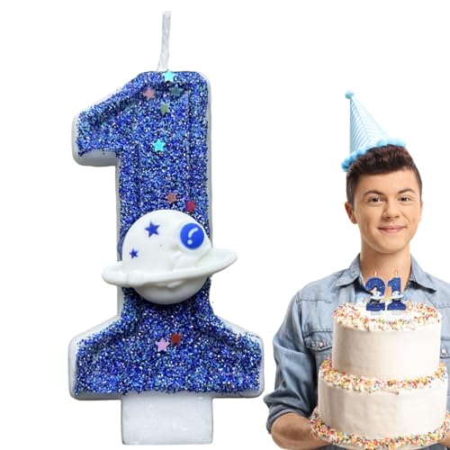 Velas De Cumpleaños Números - Space Tema Cake Topper Velas De Colores Astronauta Rocket Diseño para Niños Celebraciones Adultos | Divertido Pastel Decorativo Puertas Cumpleaños, Aniversarios, Eventos