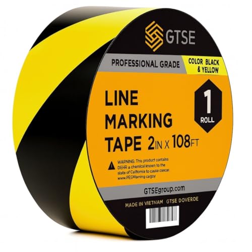Image of GTSE - Black /Yellow Vinyl PVC Floor Tape 2 inch x 108ft Safety Marking Tape