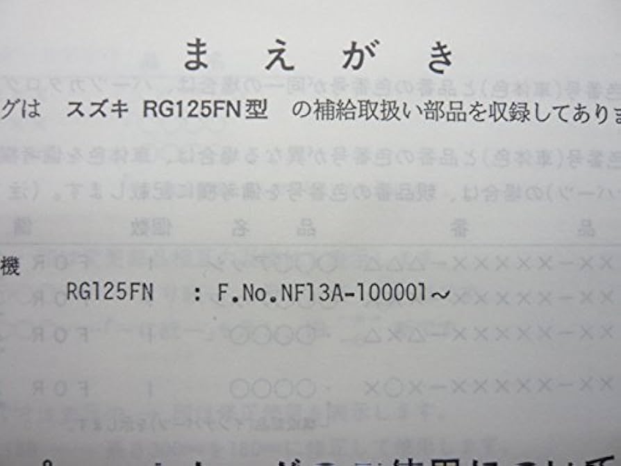 RG125ガンマ　サービスマニュアル、パーツカタログ　RG125γ  125γ Amazon.co.jp: RG125ガンマ パーツリスト 1版 スズキ 正規 中古