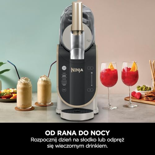 Ninja SLUSHi Maszynka do mrożonych napojów, slush, mrożone koktajle, kawy, soki i koktajle mleczne; bez lodu i przygotowań. Technologia WhisperChill, duża pojemność, Złoty odcień kamienia, FS301EUSTGD