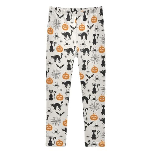 Girls Leggings Soft Toddler Ankle Length Bottoms Halloween Cat Spider Web Kids Dance Yoga Pants 4-10 Years