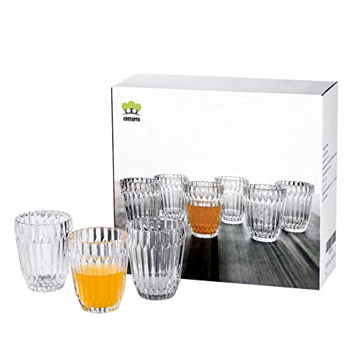 Juice Glasses 8 Oz. Set Of 6 From 1500° C Tabletop Clear Glass Tumblers Vintage Small Water Glasses For Morning Milk Soda Beverage For Kids And Women (Juice Glass) #TOP1