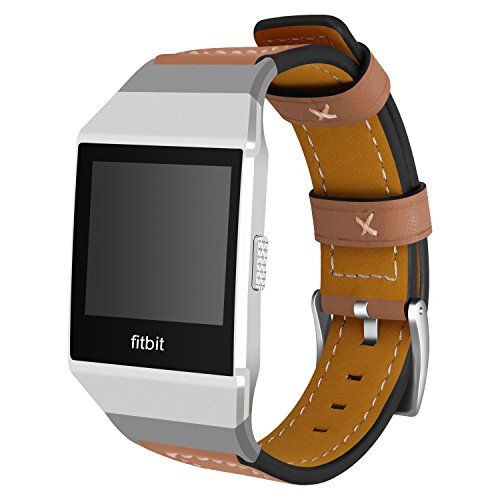 Bracelet montre Fitbit Ionic cuir marron idéal pour le bureau