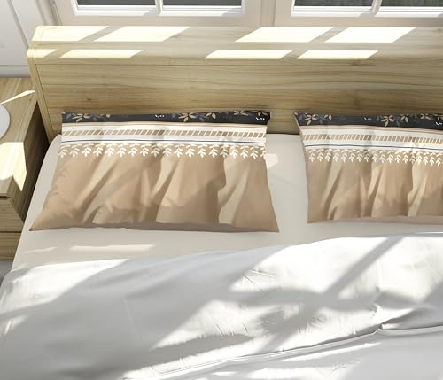 Image of 200 TC Cotton Bedsheet Set with 2 Pillow Covers | King Size Soft Breathable Wrinkle Free - Floral Printed Double Bedsheets | Bed Size 78x78x10 Inches | Pillow Covers Fit Up to 10 Inch