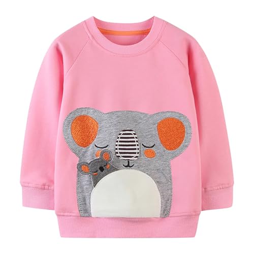 Toddler Girls Cute Koala Graphic Pullover Sweatshirt Crewneck Long Sleeve Shirt Kawaii Top Kids Fall Winter Clothes