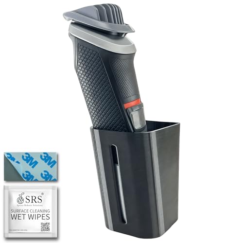 SRS® Trimmer Stand Holder Hanger For Bathroom Storage Organizer Options Compatible With All Trimmer & Electric Shavers Wall Mounted Stick-ON Adhesive Space-Saving | Easy Access (Pack Of 1, Black)