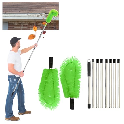 Gutter Cleaning Brush, Gutter Cleaning Brush Roofing, Portable Telescopic Cleaning Scraper Tool for Cleaning Leaves Debris (Green)