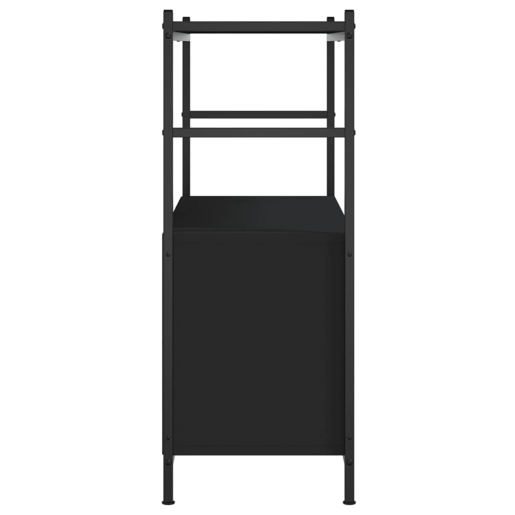 Estantería negra 80 x 30 x 78,5 cm de madera y hierro, estantería de pie de estilo industrial con patas ajustables, robusta estantería de salón para oficina, dormitorio, libros, revistas