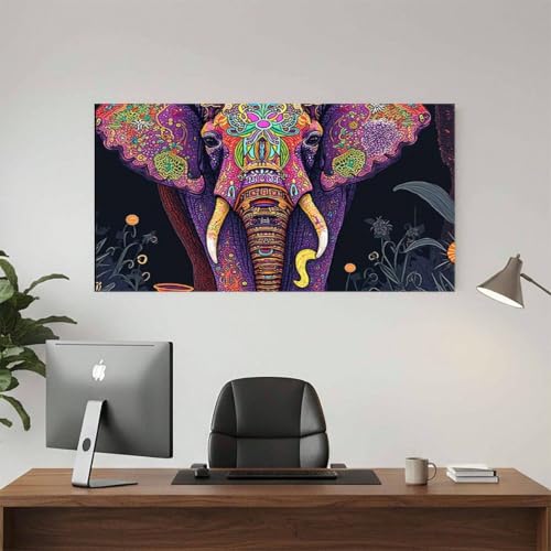 Toile éléphant bohème déco murale compacte pour habiller un mur vide