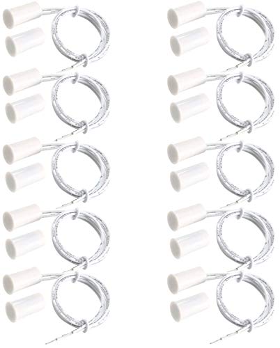 VISSQH 10pcs RC 33 Interruptor de láminas magnético, Alarma, Sensor de Contacto para Puerta o Ventana de Seguridad, cableado empotrable, NC Puerta Ventana Contacto，Color Blanco,Cilíndrica