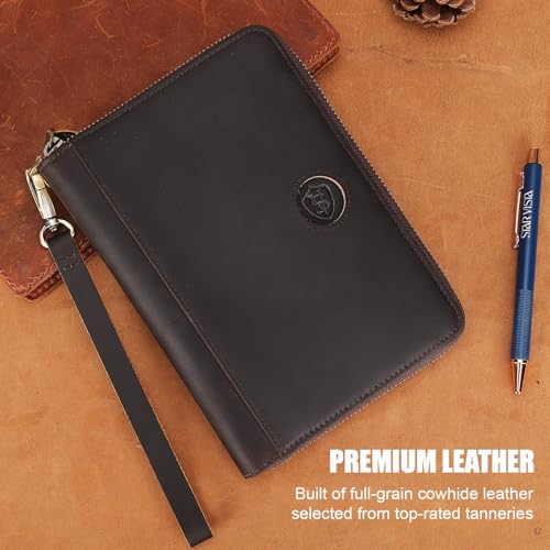 STAR VISTA Lorenzo Full Grain Leather Family Passport Wallet for 4, Large Travel Document Organizer for Exquisite Voyagers, Multi-Currency Compartments, RFID Blocking, AirTag Track, Dark Brown2