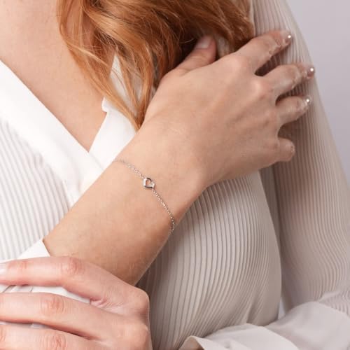 Bracelet pour femme avec cœurs, l'accessoire en argent rhodié du quotidien - 5