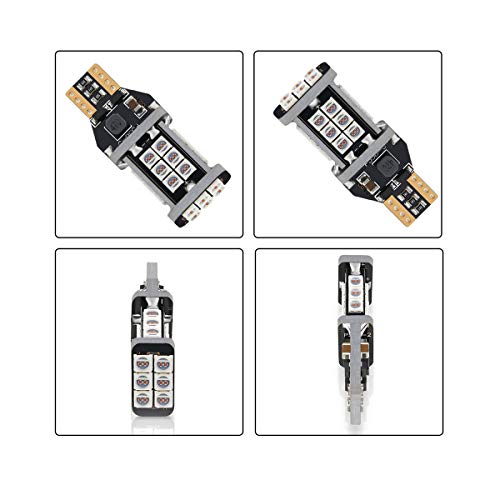 AUTOGINE 1300 Lumens Extremely Bright Canbus 921 912 906 904 902 W16W T15 LED Bulbs Brilliant Red 3030 24-SMD Error Free for Center High Mount Stop Lights, Tail Brake Lights (Pack of 2) - Thumbnail 6