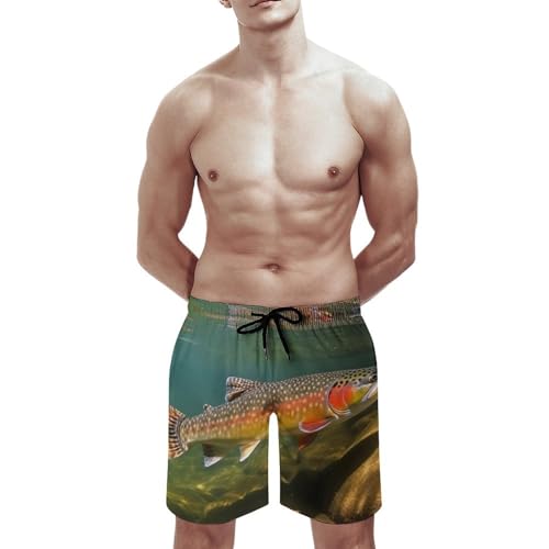Men's Swim Trunks Brook Trout Fly Fishing Beach Shorts Quick Dry Summer Bathing Suit Swimwear Beachwear with Pockets2