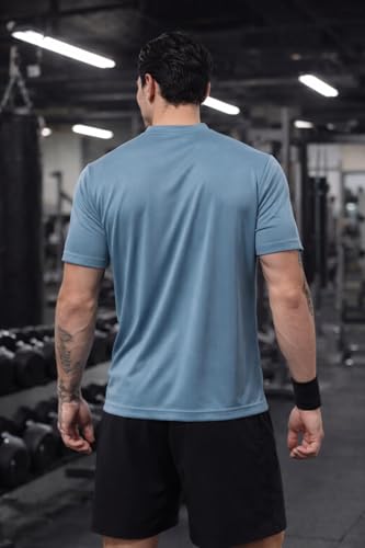 Image of Kvetoo Mens Dry Fit Gym T Shirt Quick Dry Sweat Proof Breathable Workout Tee Muscle Fit Athletic Sports T Shirt for Gym Running Training