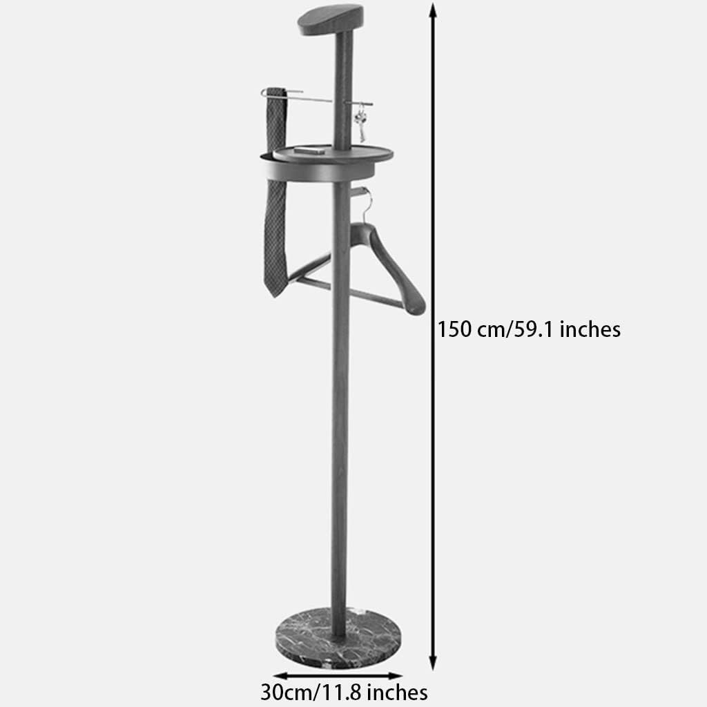 Valet Stand,Floor Standing Suit Hanger,with Tray Trouser Rack and Shoe Rack Design for Office Bedroom Bathroom,Brown-30 * 30 * 150cm