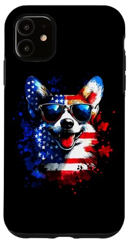 Patriotic Corgi American Flag 4 Of July Funny Dog Carcasa para iPhone 11