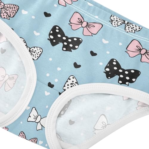 Wusikd Bows Hearts Blue Girls' Underwear Cotton Girls Briefs Soft Toddler Underwear 2T4
