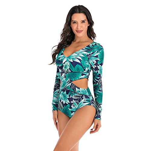 Maillot de bain imprimé vêtements de plage avec coupe triangle et manches longues de natation - 2