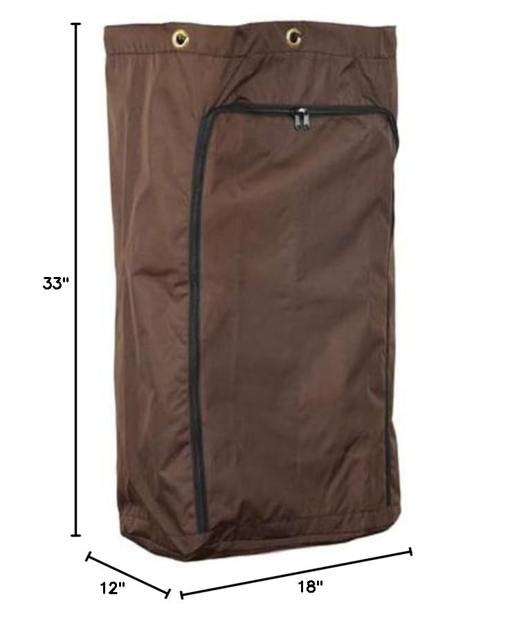 American Supply Replacement Housekeeping Cart Bag w/6 Solid Brass Grommets & Front Zipper 33"