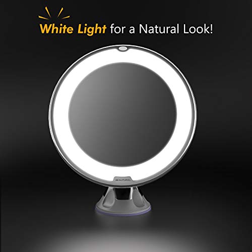 Beautural 10X Magnifying Makeup Mirror With Led Lights, Lighted Magnifying Vanity Makeup Mirror For Home Tabletop Bathroom Shower Travel, 360 Degree Rotation, Powerful Suction Cup #TOP2