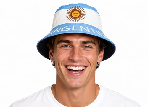 WmcyWell 2026 National Flag Soccer Fan Bucket Hat for Men Women Reversible Fisherman Hat Sports Supporters Argentina C