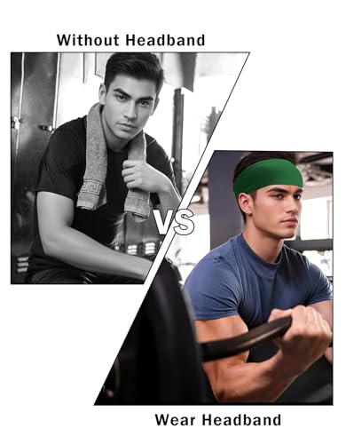 Image of Headbands for Men & Women, Sweat Headband Non-Slip Sweatband Sports Running Cycling Yoga Basketball Workout Football Training