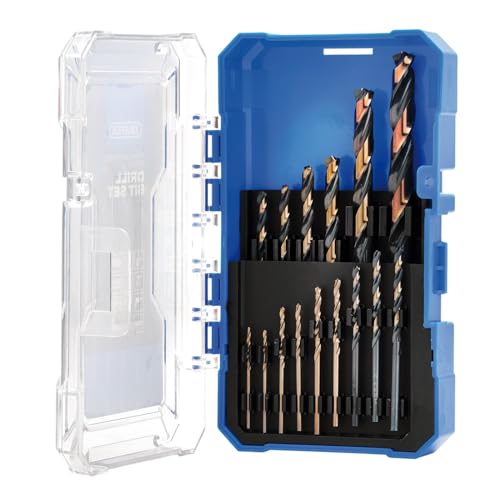 Draper Juego de 15 brocas HSS Turbo Titanium de 1,5 a 10,0 mm - 09103 - para acero, metales no ferrosos, madera y plástico duro
