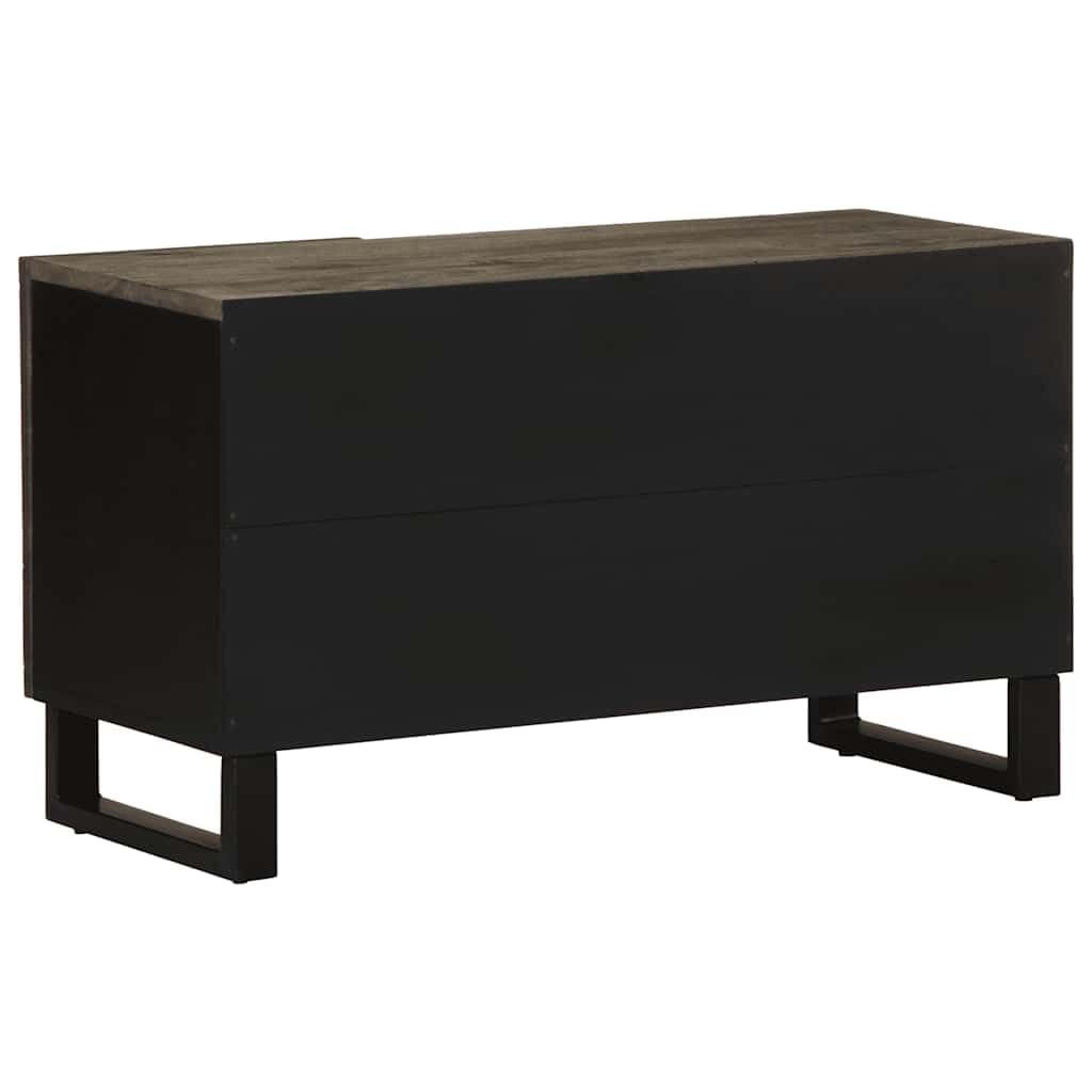 TV-Schrank 80x33x46 cm Massivholz Mango mit Metallfüßen, Lowboard Sideboard HiFi Rack für Wohnzimmer Heimkino, Stauraum für DVD Blu Ray CD Vinyl und Gaming Zubehör