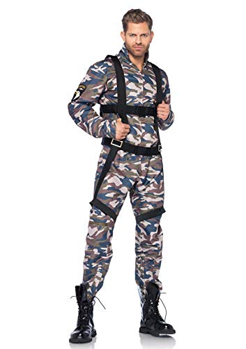LEG AVENUE 85279 - 2Tl. Kostüm Set Fallschirmjäger, Größe L, camo, Männer Karneval Fasching