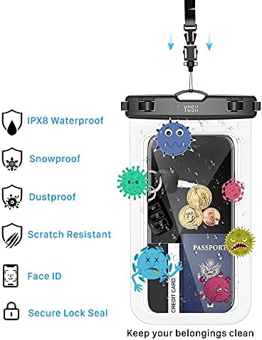 YOSH IPX8 Waterproof Phone Case, Underwater Phone Pouch Dry Bag with Lanyard for Swimming Snorkeling Raining Dustproof for iPhone 12 11 XS max XS XR X 8 Samsung S20 S10 HUAWEI Xiaomi etc. up to 7.0