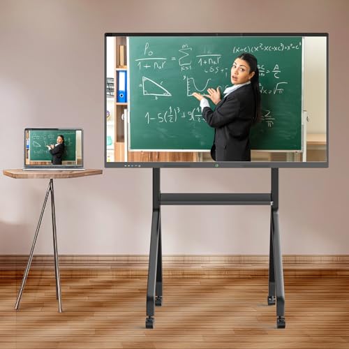 Image of Portable Smart Board Stand with 4 Lockable Wheels, Interactive Whiteboards for Home /School /Office, Heavy Duty & Easy Install 75-85 inch