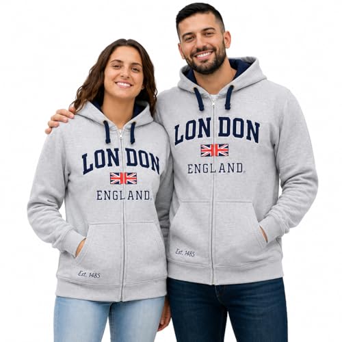 Sweat à capuche London England zippé : fini les vêtements froids et inconfortables