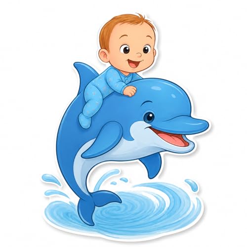 Sticker de pared infantil delfín decorativo 24x16 pulg