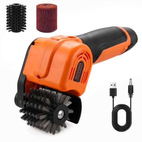 QIVOO 4800 RPM Electric Grill Brush,Cordless BBQ Cleaner with Swappable Battery,2 Replaceable Heads (304 Stainless Steel & Nylon),for Outdoor Gas/Charcoal Grills,Splash-Proof Black by QIVOO - Used condition - US$40.12