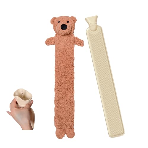 Wärmflasche Lang mit Bezug Hot Water Bottle 2L Wärmflaschen Bär für Kinder Weiches Plüsch Nettes Groß Tiere Nackenwärmflasche