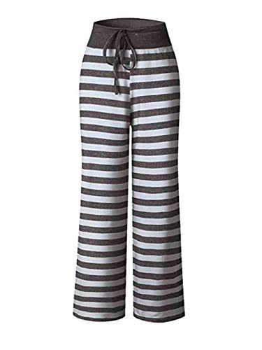 Image of iChunhua Women's Comfy Stretch Floral Print Drawstring Palazzo Wide Leg Lounge Pant