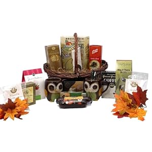 Gift Basket Village: Fall Harvest Delight – Mugs, Cookies, Crackers, Cheese, Nuts, Sausages & Coffee