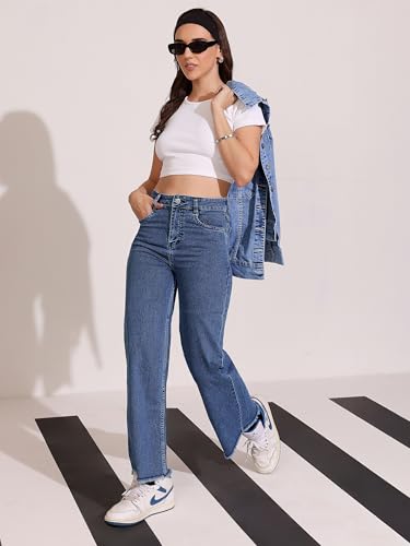 Image of Dolce Crudo Boot Cut High Rise Cropped Jeans for Women