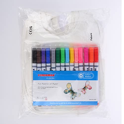 Faburo 12 Stück Baby Lätzchen zum Bemalen, 20 * 24cm Baby Lätzchen aus Baumwolle Doppelseitig mit 14pcs Farbigem Textilstift 5pcs Malen Schablonen für Babyshower Party