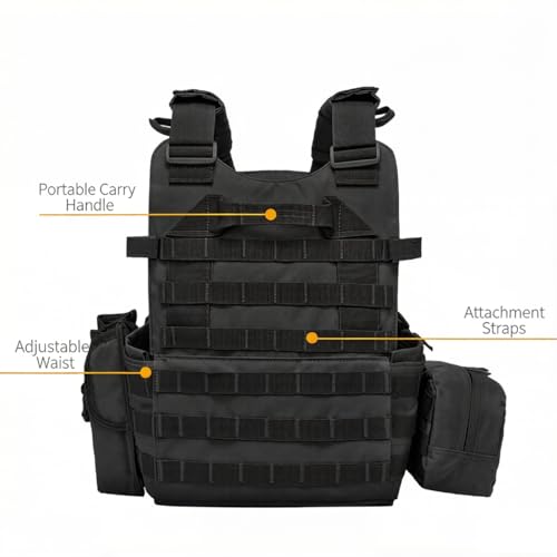 TOLLION Kids Tactical Vest, Adjustable Airsoft Paintball Vest, Boys Girls Outdoor Games Vest, Army Costume Combat Vest,4-12 Years (Brown B)