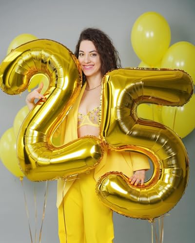 Image of Gold 5 Balloon, Number Balloon 40 Inch, Gold and Black Party Supplies, 5th Birthday Balloon Decorations, 5 Number Balloons, Number 5 Balloon
