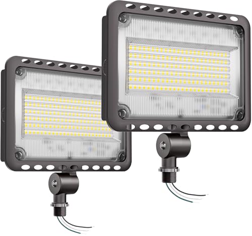 CINOTON 120W LED Flood Lights Outdoor, IP65 Waterproof Exterior Security Wall Lights with 180°Knuckle, 16800LM 120V Outside Aluminum Lighting Fixture for Courtyard Barn Garage 5000K 2 Pack, UL Listed