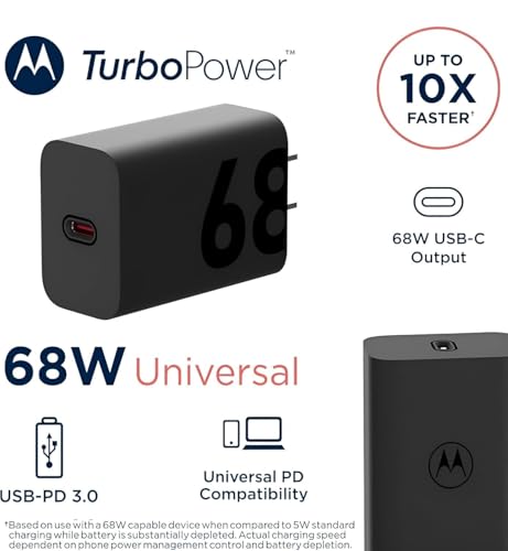 Image of Mudo Motorola 68W Turbopower Original Fast Smartphone Charger Combo With 6.5 Amp Type-C Cable|6 Month Warranty|Compatible With Moto G84,G73,G60,Edge 30,Edge 40,Edge 50,Fusion 50 /60,S30 Pro&More,Black