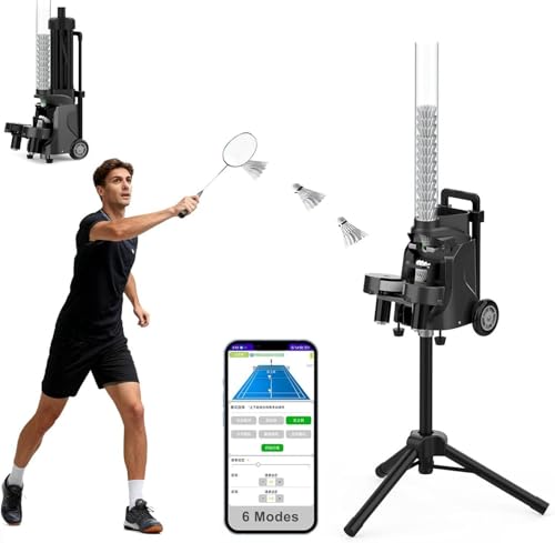 Oiyeknrd Portable Badminton Launcher with App Control Smart Shuttlecock Feeder, Adjustable Badminton Serving Machine, Perfect for Beginners and Professionals