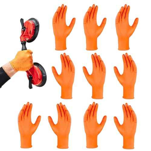 Guantes de trabajo, guantes con revestimiento de nitrilo y agarre antideslizante de puntos | manopla de seguridad 10x antidesgarros protectora con relieve para hombre mujer industria mecánica hogar y